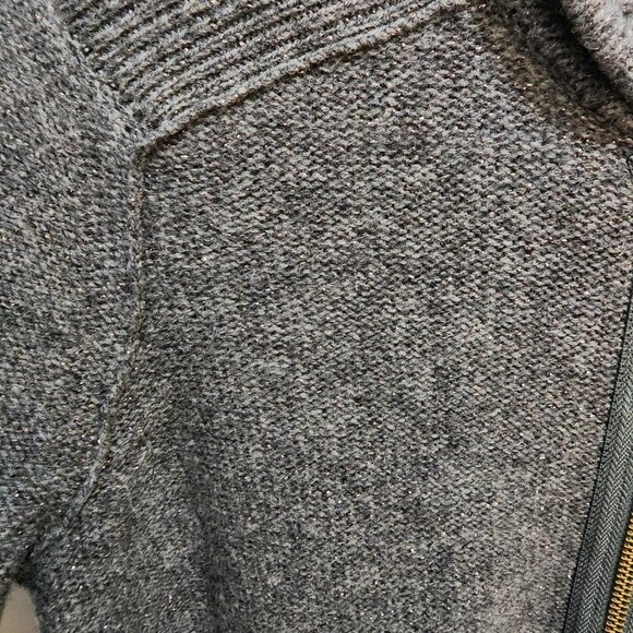 J Crew Women's Size S Full Zip Cardigan Sweater Gray Merino Wool Metallic 32804 - Picture 8 of 11